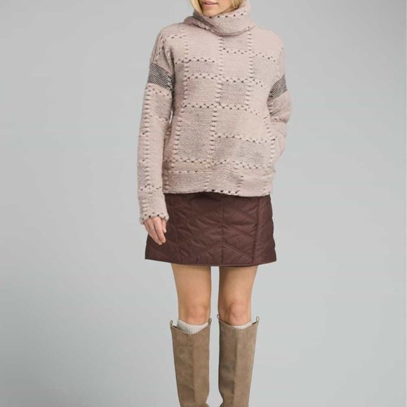 Prana Sweaters - prAna Pink/Black Turtleneck Wool-Blend Crestland Sweater